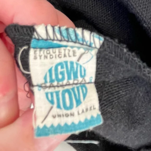 Vintage 1960s Black Wool Dress Mod Military Style Union Made in Canada approx 18 - Picture 13 of 14